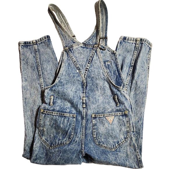 VTG Guess Georges Marciano 1980s  Grunge Denim Overalls Sz 2 Retry 80s Acid Wash - Picture 7 of 9